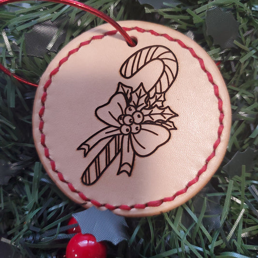 Circular Christmas Candy Cane Ornament